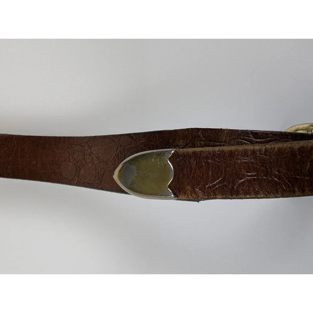 Men's Cognac Brown Genuine Harness Cowhide Leather Belt Made in USA Size 38/95